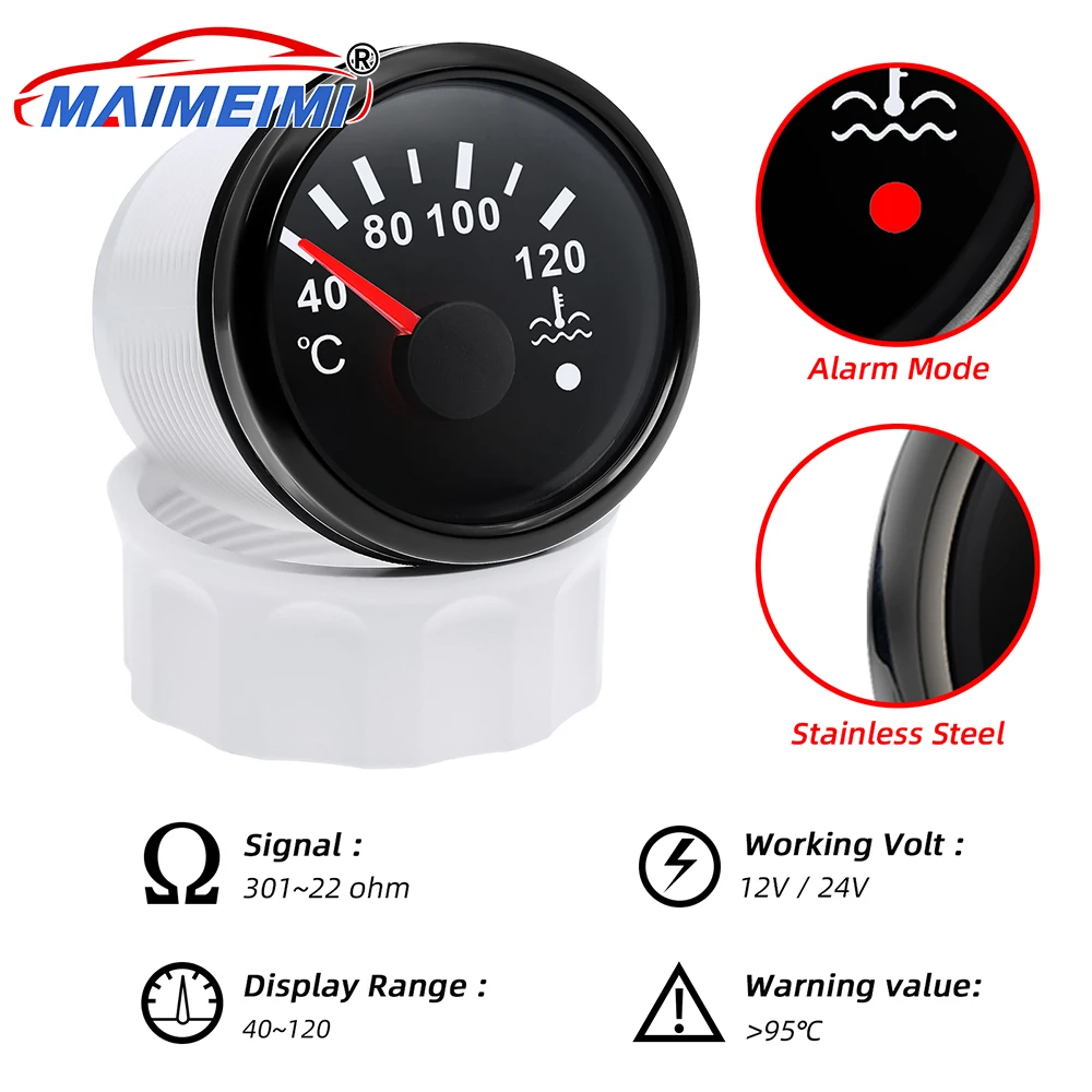 

52mm red Backlight Water Temperature Gauge 40-120 degree Digital pointer Car Gauge or Water Temperature Sensor for car boat