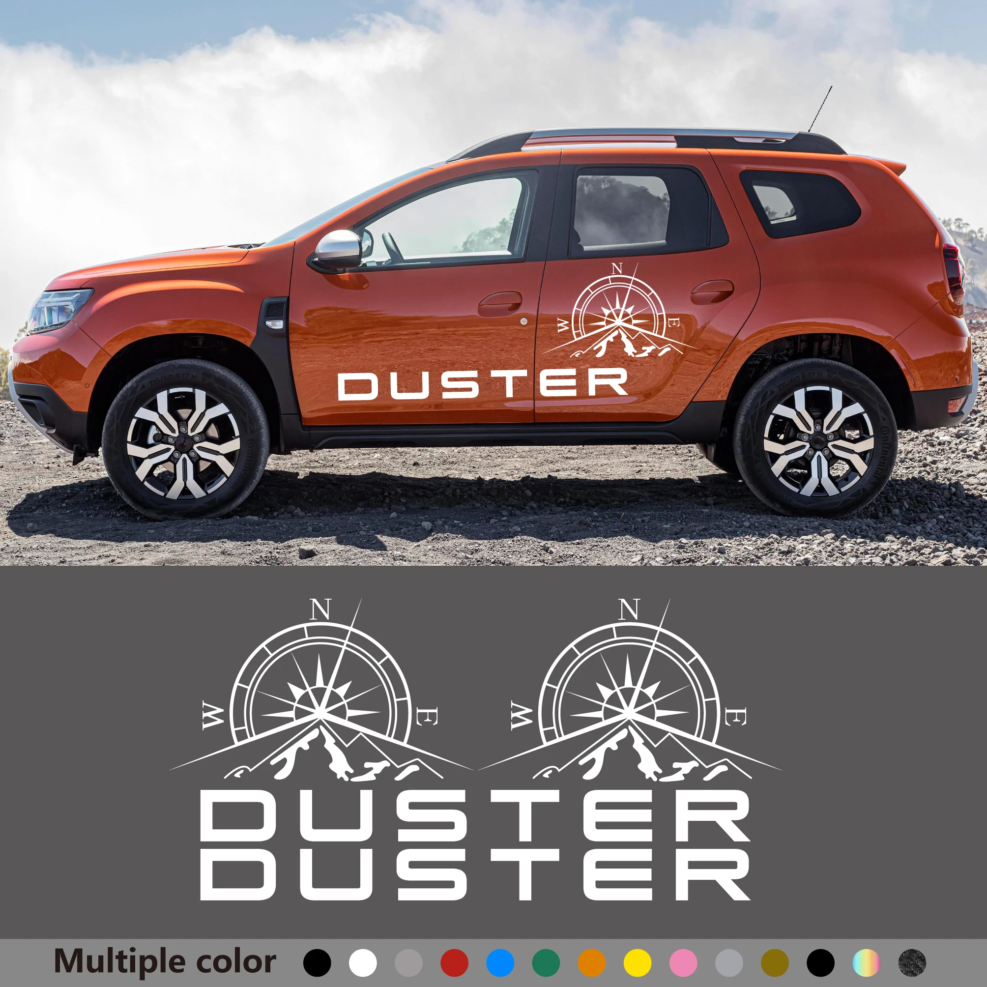 

4 шт. наклейки на боковые двери автомобиля, подходит для Dacia Duster, сделай сам, Стайлинг внедорожника, компас, графика, виниловая пленка, наклейка, автомобильные аксессуары