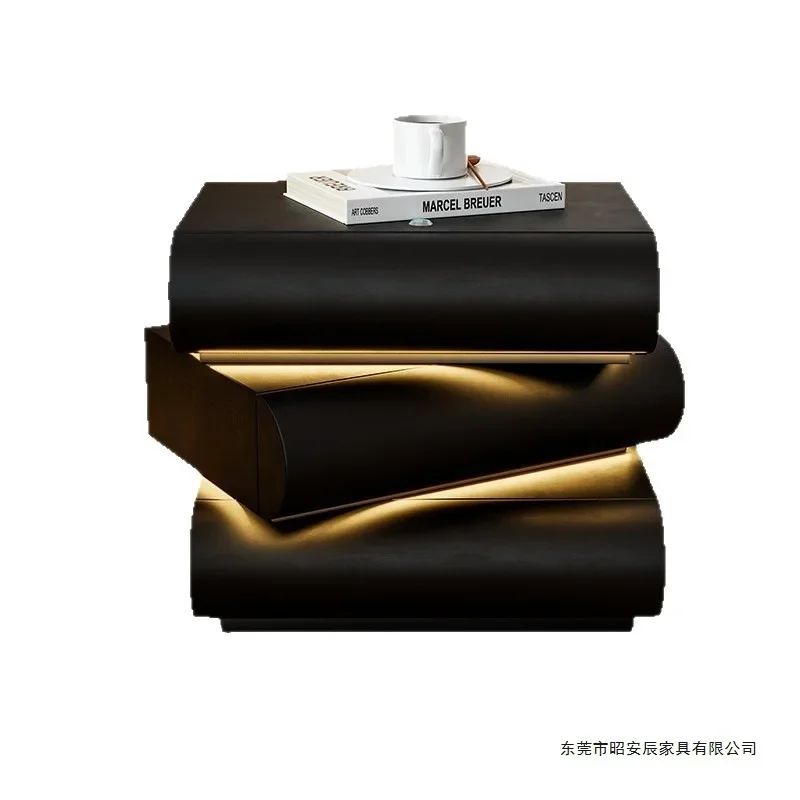 #Smart Bedside Table, Rotatable Nightstand, Solid Wood, Luxury Design, Bedroom Storage, Simple and Elegant, Home Furniture