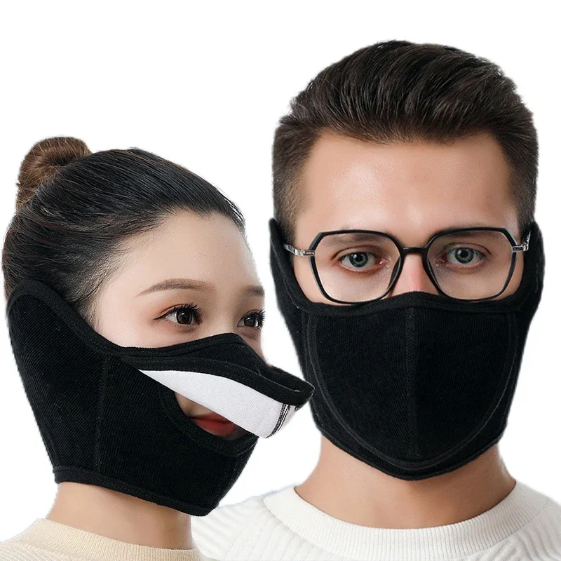 Winter Half Face Mask Thermal Fleece Ear Mouth Cover Neck Warmer Windproof  Breathable Cycling Mask Warm Skiing Hiking Headwear