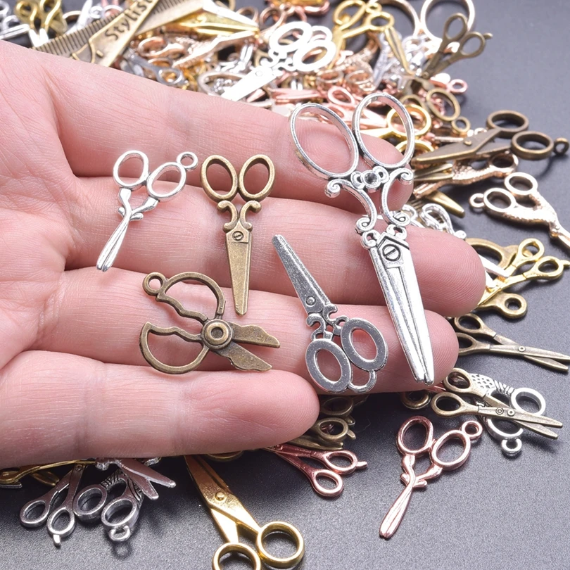 10/20/30/50pcs DIY Tool Scissors Charm For Jewelry Making Accessories Mix Clipper Pedant Handmade Components Materials Breloque