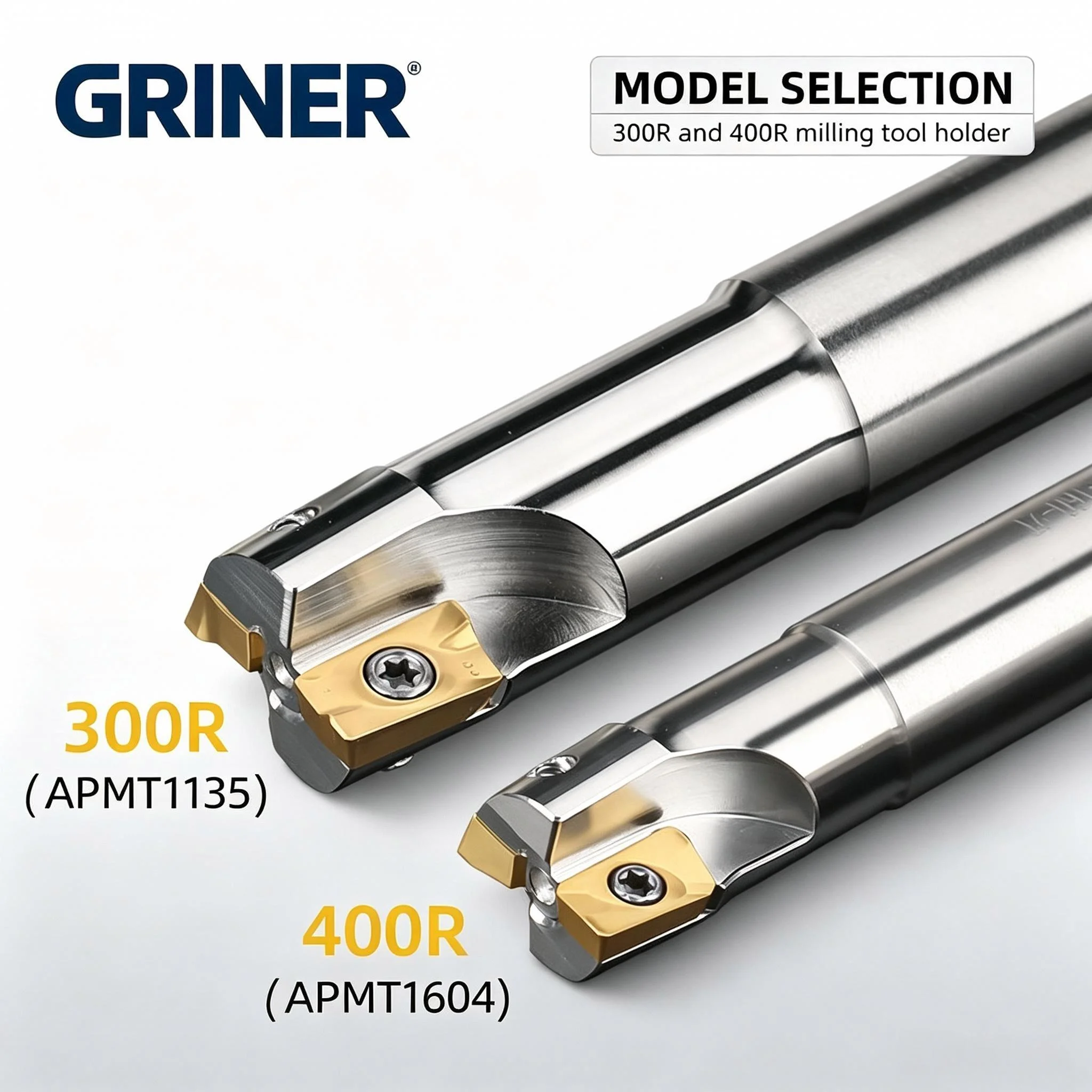 GRINER 300R 400R Anti-Vibration Milling Tool Holder, R0.8 Indexable End Mill Shank for CNC Milling Center