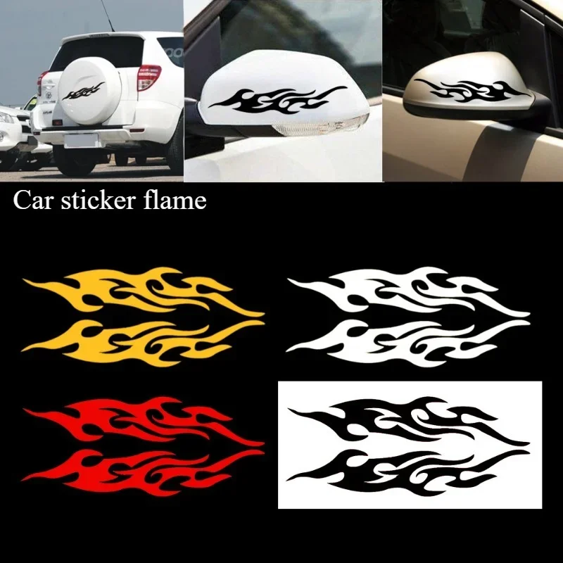 2Pcs Car Stickers Modified Flame Decals Scratches Motorcycle Bumper Hood Rearview Mirror Head Cover Sticker Car Styling Decor
