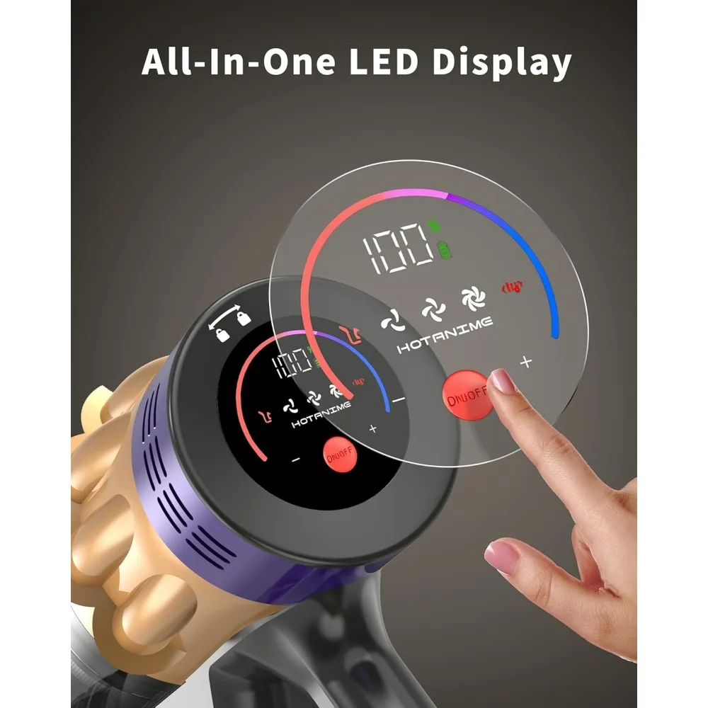 Aspirapolvere domestico wireless: 580 W, aspirazione 50 Kpa, autonomia di 65 minuti con spazzola antigroviglio e ricarica a parete