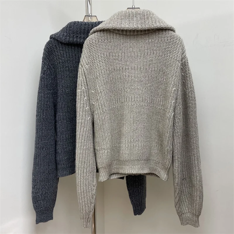 여성용 가디건 새로운 신축성 니트 긴팔 상의 2025년 가을용 지퍼 슬림핏 여성 스웨터 여성 터틀넥 코트