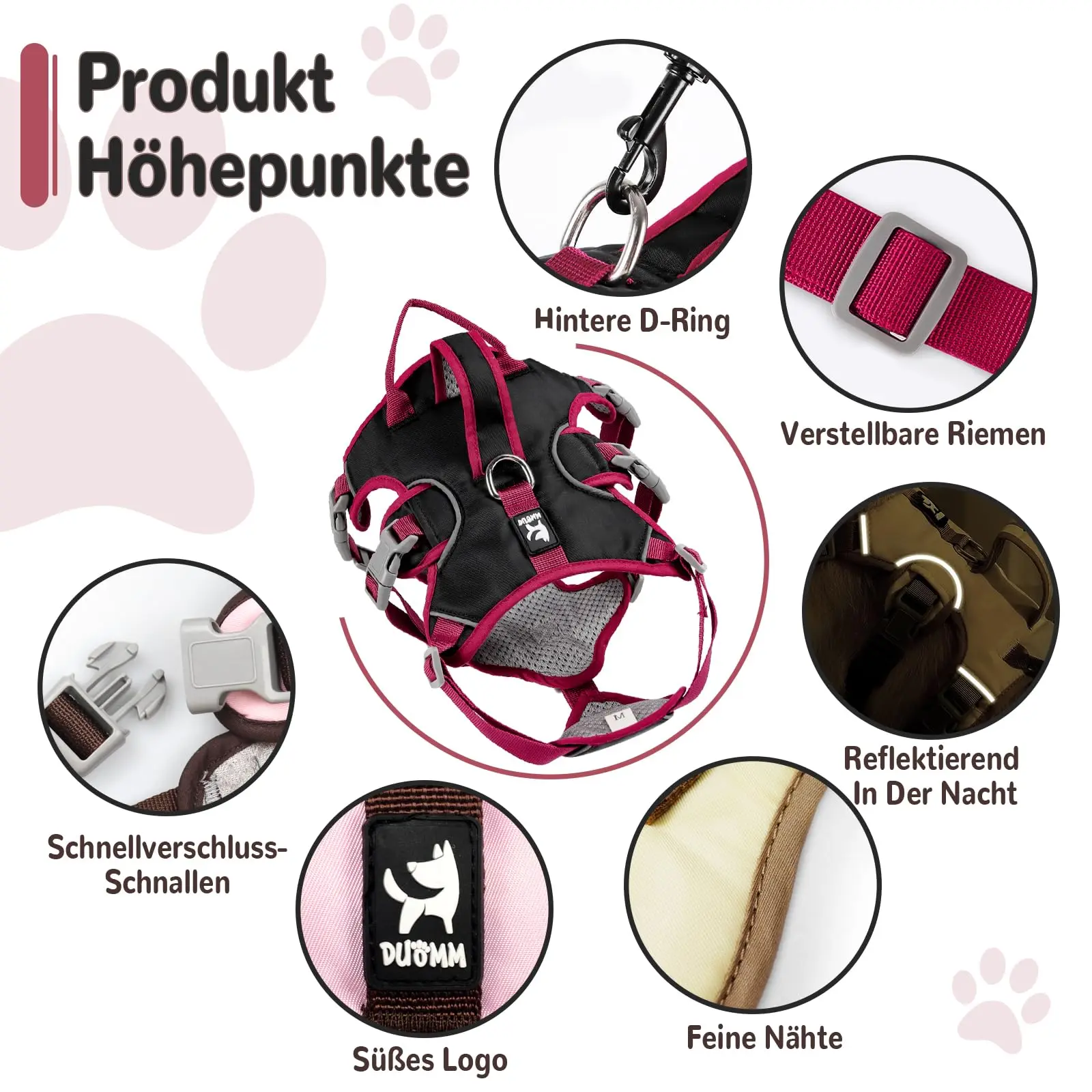 Multi-Purpose Dog Harness with Lead Set Escape Proof Anti-Pull Dog Harness Anti-Pull Harness, Dog Safety Harness Dog Harness