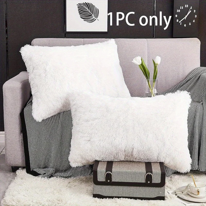 1pc Faux Fur Pillowcases , Velvet Super Soft and Cozy, Wrinkle, Fade, Resistant with Zipper Closure Bed Pillow Cases
