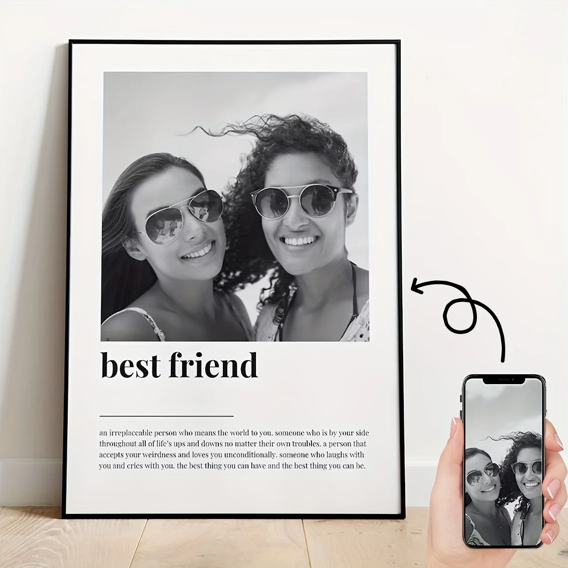 Individuelle Fotowandkunst – personalisierte Poster für beste Freundinnen und Schwestern, Designs für Musikalbum-Cover, Raumdekor-Poster, rahmenlos