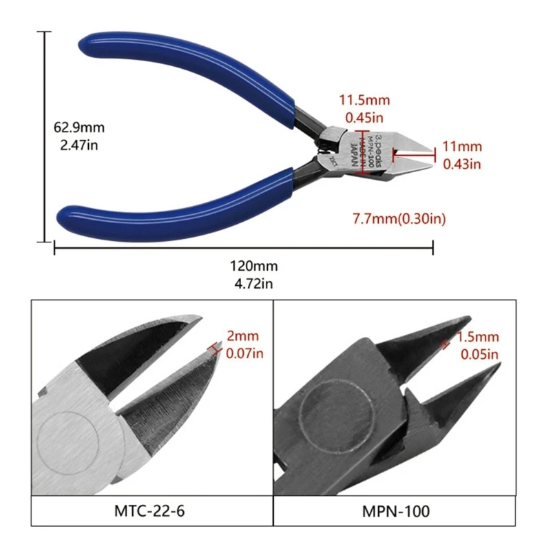 Ergonomic Design Craft Tools Professional Diagonal Pliers Hobby Side Cutter for Model Making and Jewelry Crafting