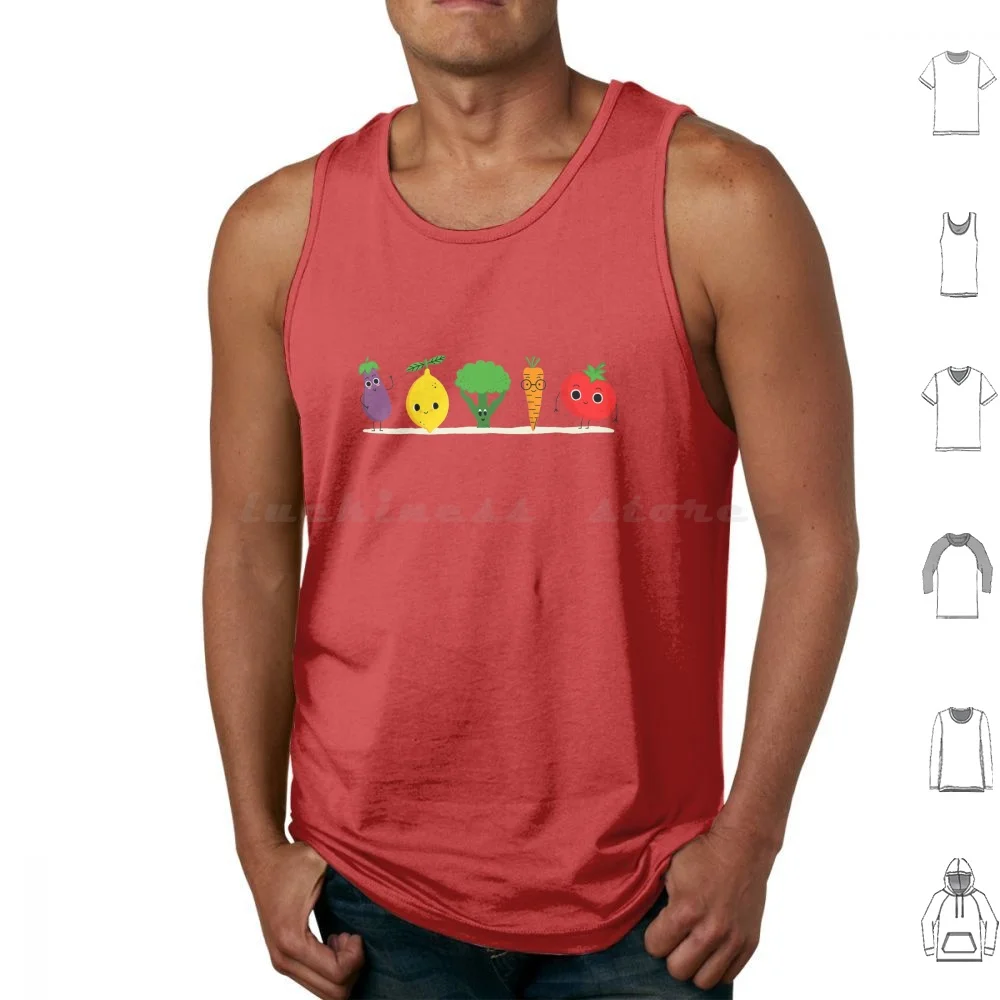 Cute Healthy Veggie Gardening Tank Tops Vest Sleeveless Cute Vegan Healthy Veggie Food Funny Green Veggies Gardening