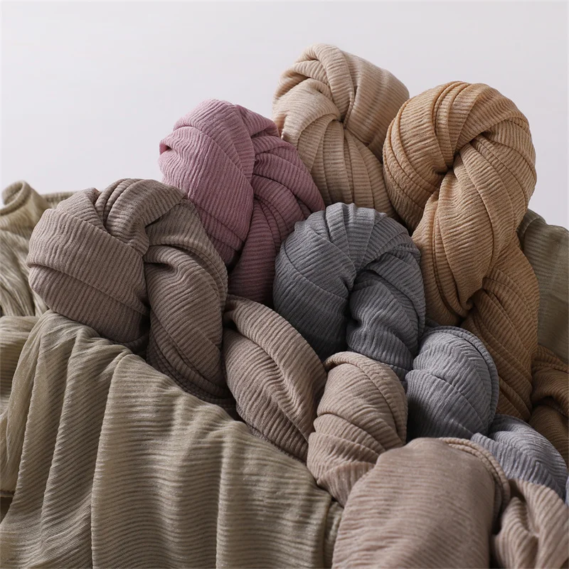 

Women Big Size Plain Solid Cotton Rayon Hijab Scarf Lady High Quality Wraps and Shawls Musulman Headband Islamic Turban 70*170Cm