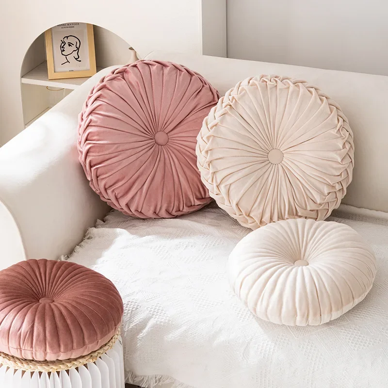 Nordic Ins Pumpkin Pillow Round Pillow Pink Cushion Waist Pillow Living Room Sofa B&B Decorative Wheel Futon