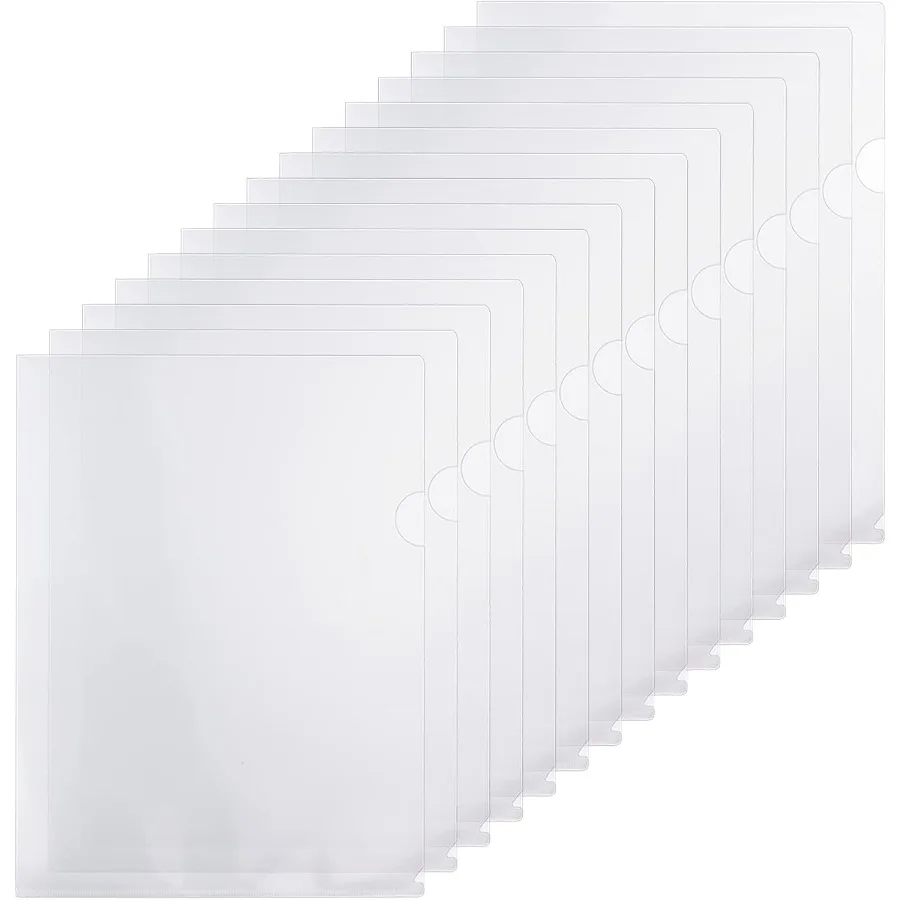 

15 Packs Clear Document Folders for 8.5x11 and A4 Sheets LType Plastic Folders for Protection and Storage Suitable for School a