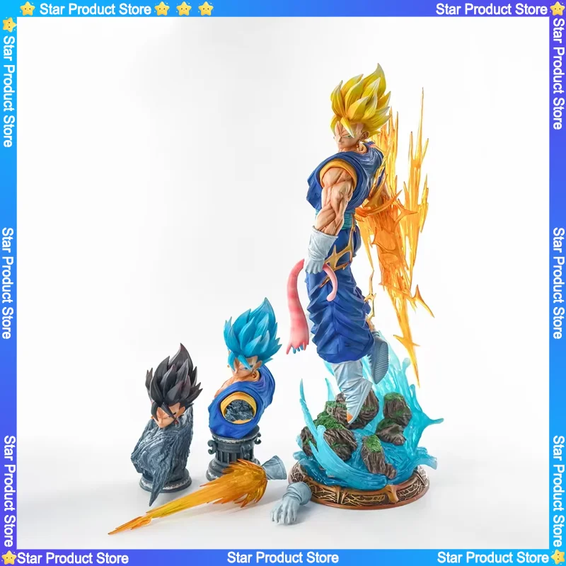 JT Statue 40cm/15.75inch Dragon Ball Z Vegetto Figure 3 Heads Replace Super Saiyan Action Figures Collection Model Toys Gifts