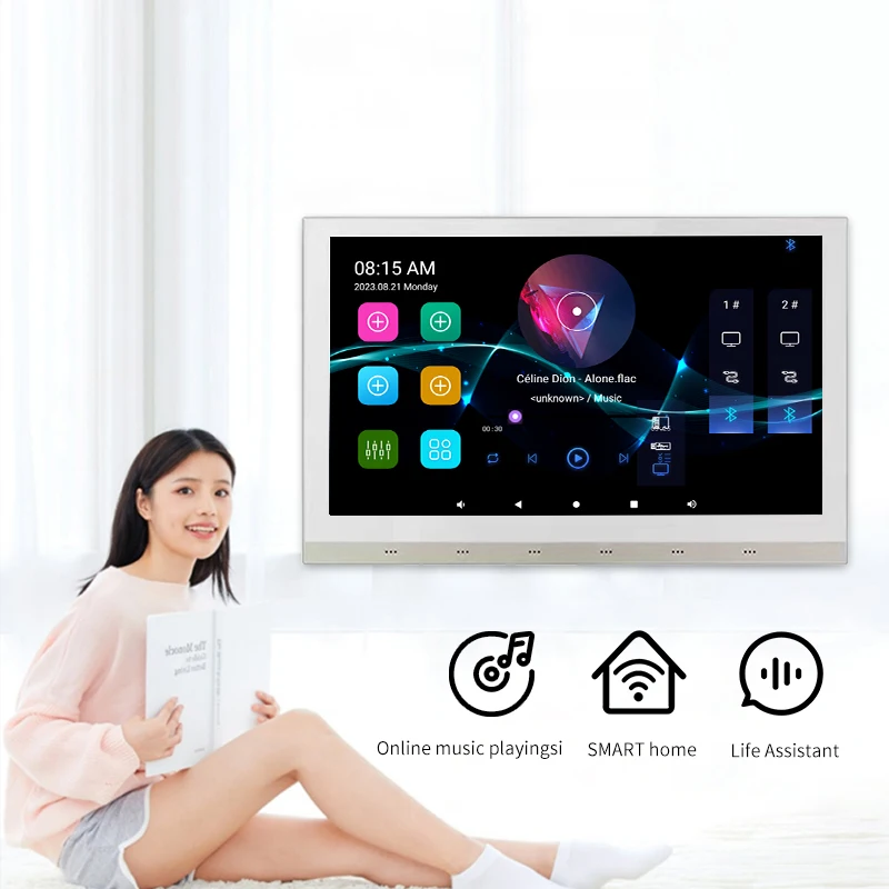 10inch Touch Screen Smart Home Background Music Audio Android 5.0 System 2Zone Stereo Sound FM WiFi Bluetooth Wall Amplifier