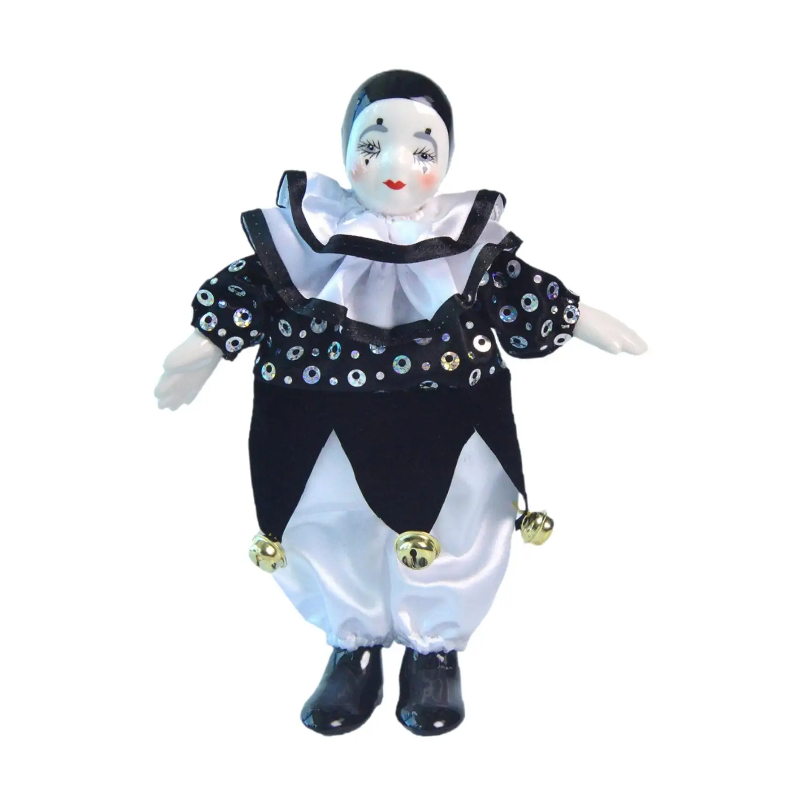 Clown Doll Figurine Desktop Ornament Halloween Decoration Collection Can Sit or Stand Ceramic Figure Sculpture for Birthday