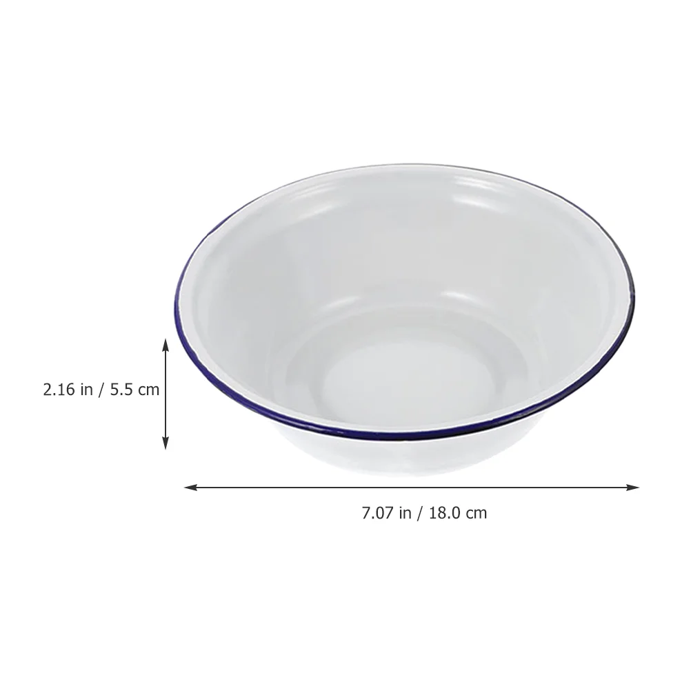 Ramen Bowl with Lid Old-fashioned Enamel Home Curled Edge Vegetable and Fruit Basin Soup Bowls Casserole Trifle Mixing