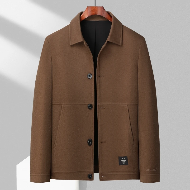 High-end Men\'s Fashion Casual Lapel Jacket Polyester Autumn and Winter 100% Cotton Regular Single Breasted Men Clothing