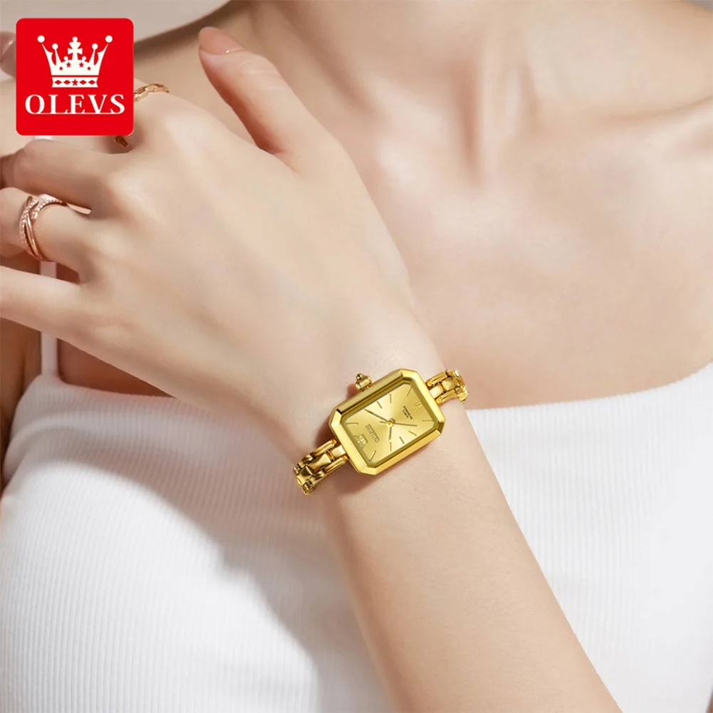 OLEVS 3691 New Watches For Woman Original Elegant Square Quartz Wristwatch Waterproof Luminous Ladies Woman Versatile Reloj