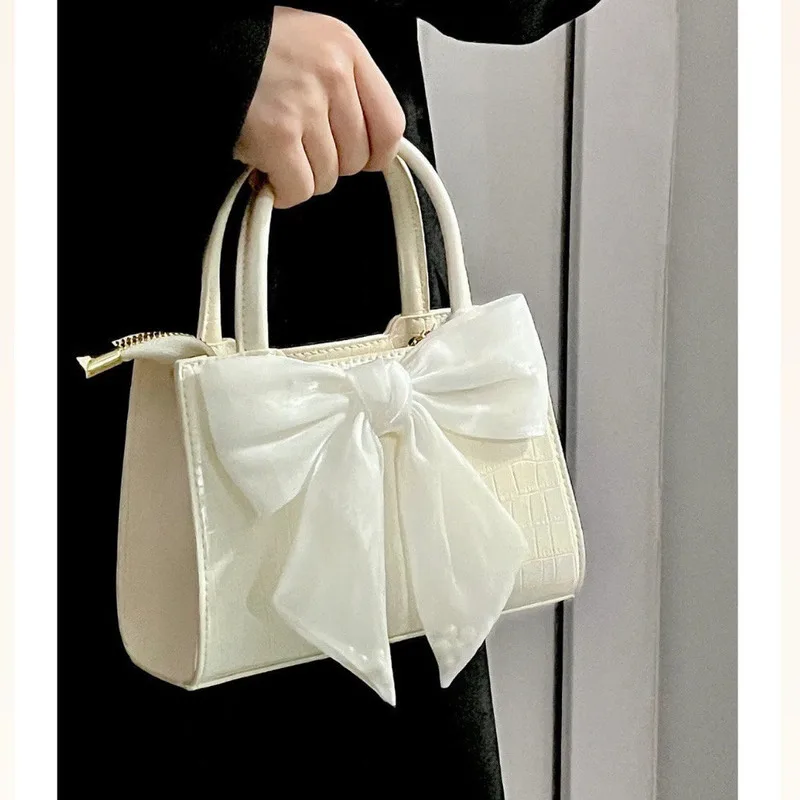 Fashion Women's Clutch Purse Handbags Summer Pink Bowknot Female Underarm Bags Sweet Girl's Small Square Shoulder Messenger Bag