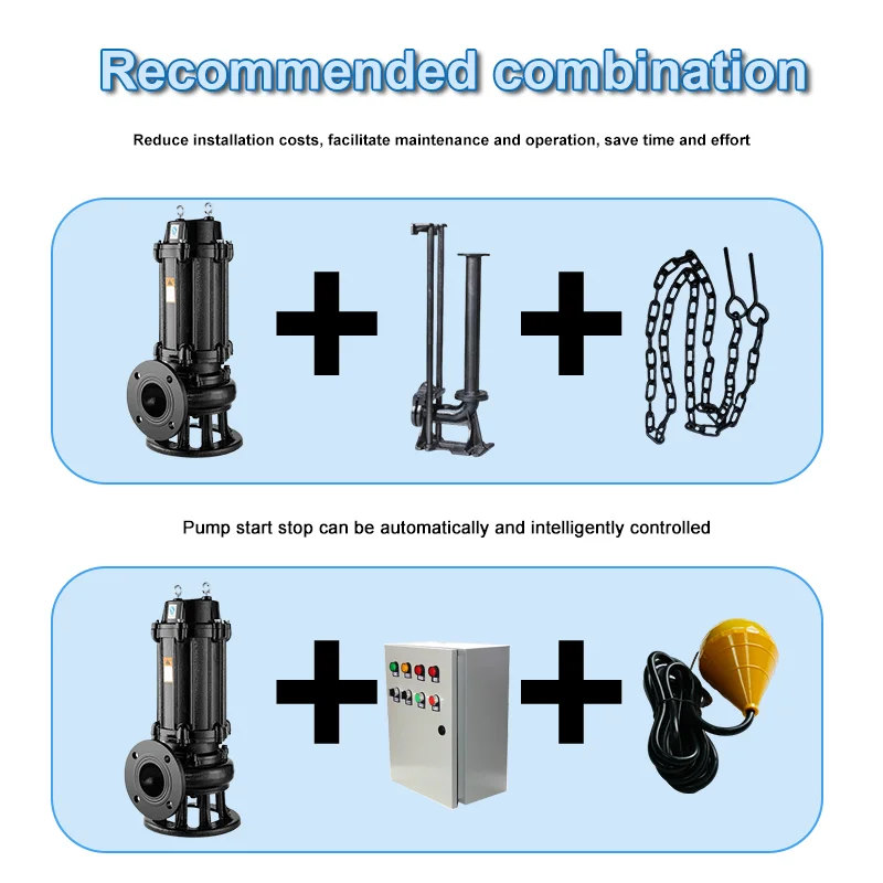 Submersible Sewage Pump High Flow Sewage Lifting Pump No Blockage 220v/380v Basement Drainage Pump