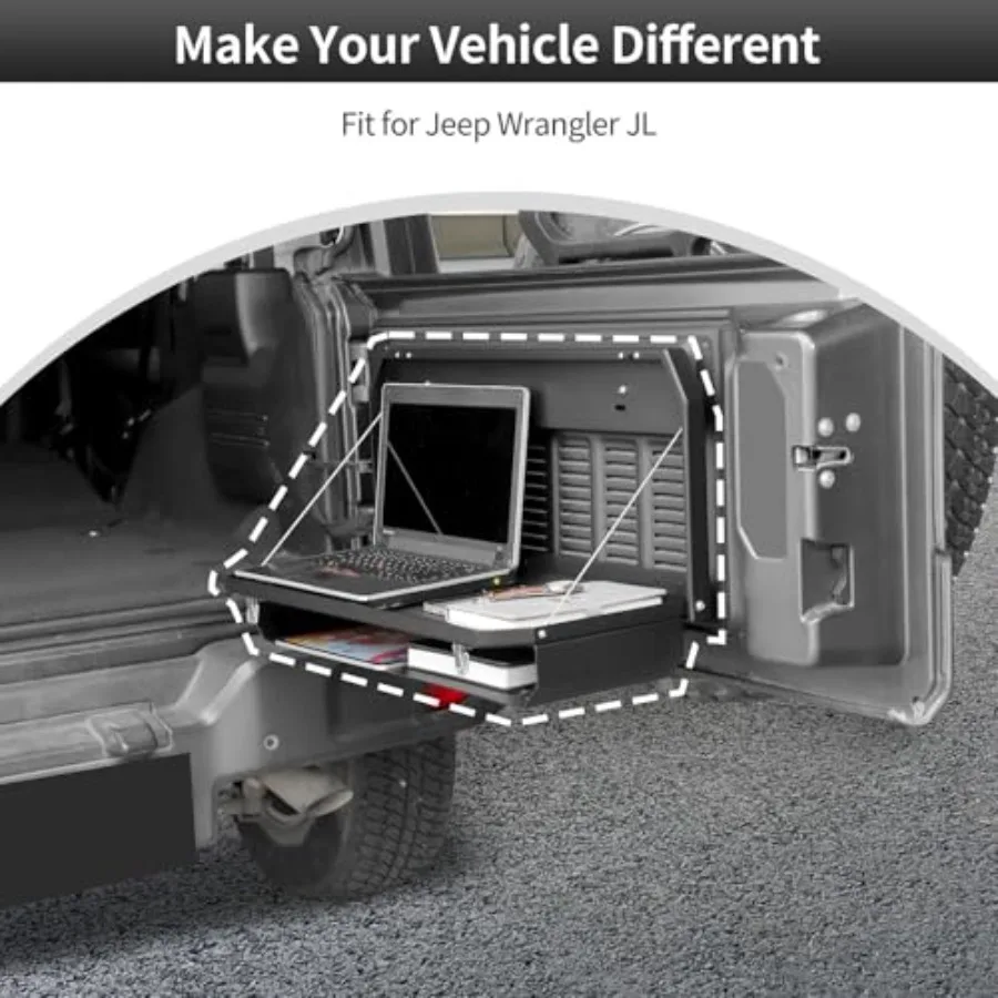 طاولة الباب الخلفي مناسبة لـ Wrangler 20072018 JK JKU 20182024 JL JLU رف تخزين خلفي قابل للطي رف تخزين لوحة مولي #4