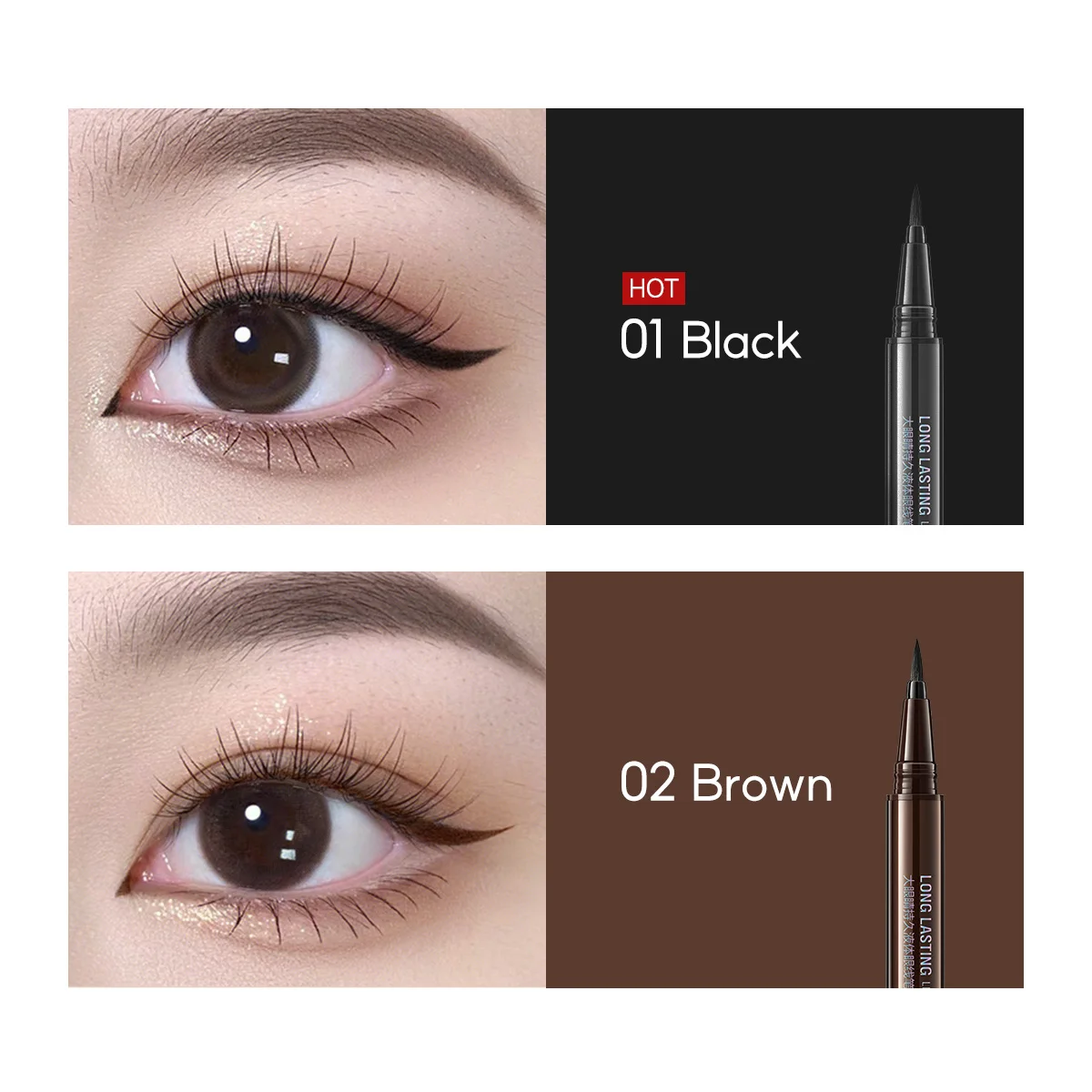 CARSLAN Long-lasting Liquid Eyeliner Waterproof Quick Drying Smudgeproof Eyeshadow Ultra Fine Liquid Eye Liner Pen Women Makeup