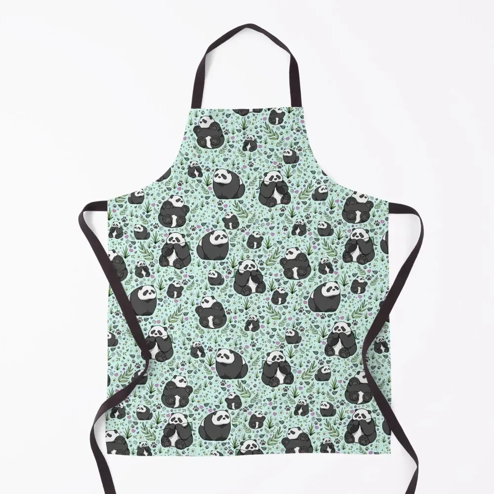 

Pandas in Blue Apron Bib For Kitchen Woman Kitchens Kitchen Kawaii Accessories Apron