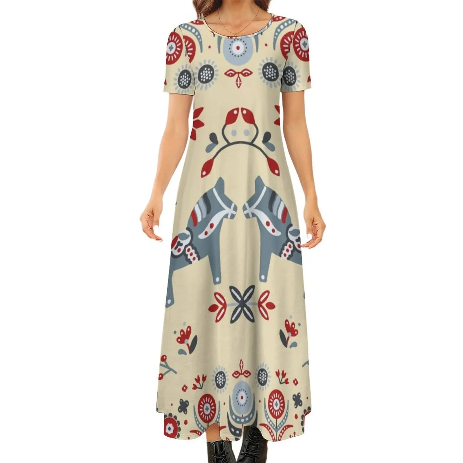 

PRETTY HORSES Round Neck Short Sleeve Dress summer dress korean women summer dresses ladies 2024