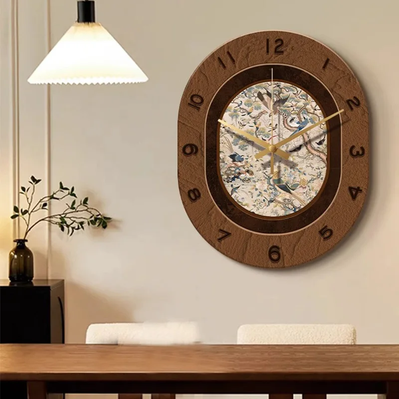 Vintage Restaurant Restaurant Decorative Painting Clock Living Room Creative Wall Clock French Interior Wall Hanging Clock