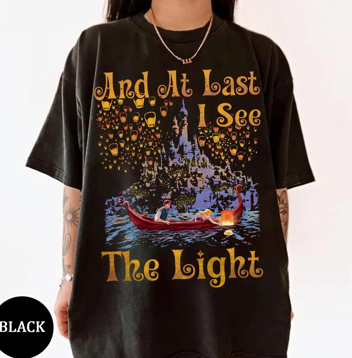 Disney enredados: finalmente verando la camiseta ligera, camiseta de princesa Rapunzel Flynn Rider con linterna enredada, camisas familiares de Disneyland