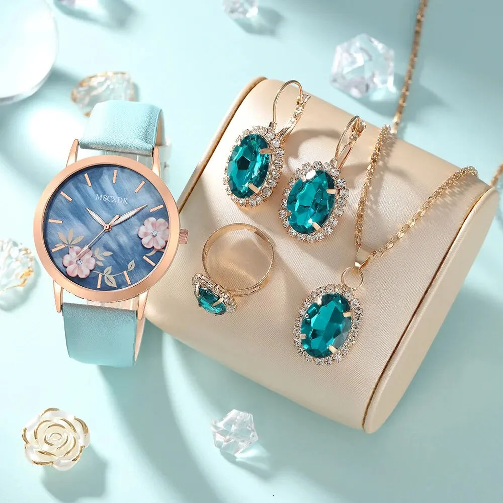 1 WOMEN'S Fashion Casual Quartz Watch and Jewelry Set