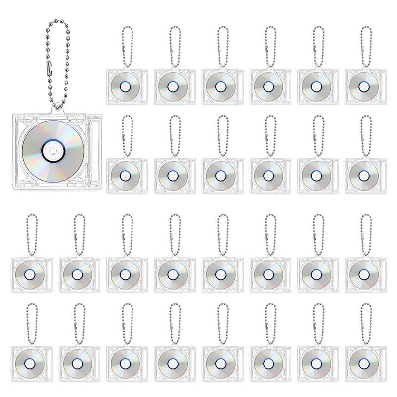 Voltvibe-40 Pcs Mini CD Keychain Album Cases For DIY Backpack Decorations And Gifts Keychains Can Hold Music Cds