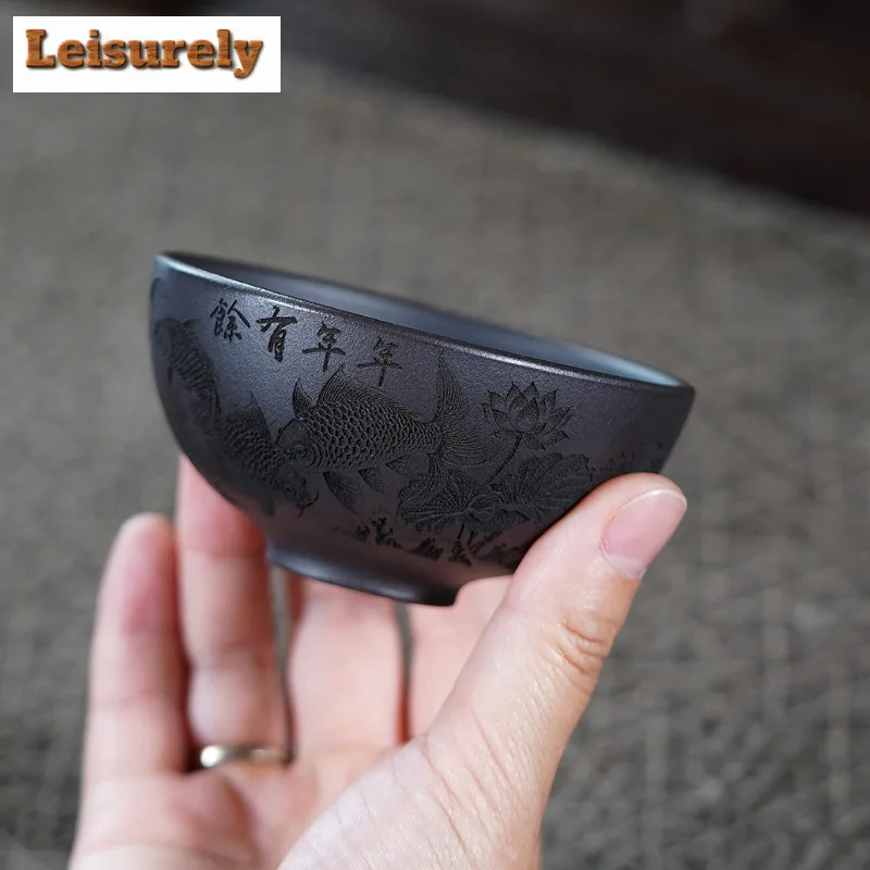 Taza de té Yixing Zisha "anño después del año de la abundancia", tazón de té elegante, jarra, taza Personal de degustación de té, tazas maestrales Chazhan, 140ml