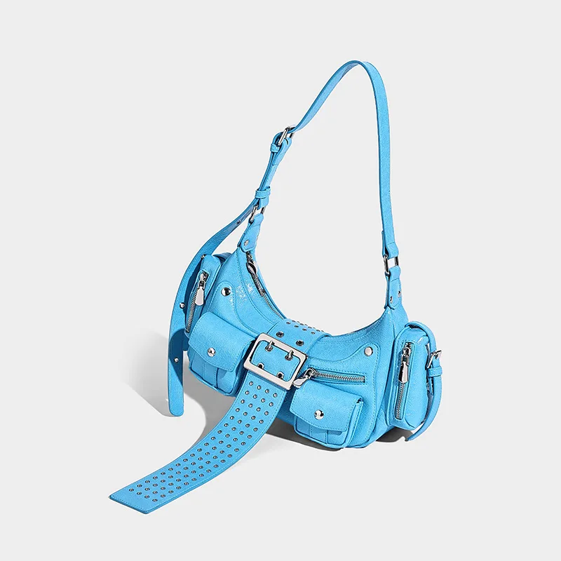 

Новая сумка-кроссбоди в стиле панк для мотоциклистов, с заклепками, универсальная, с пряжкой для ремня, уличный стиль