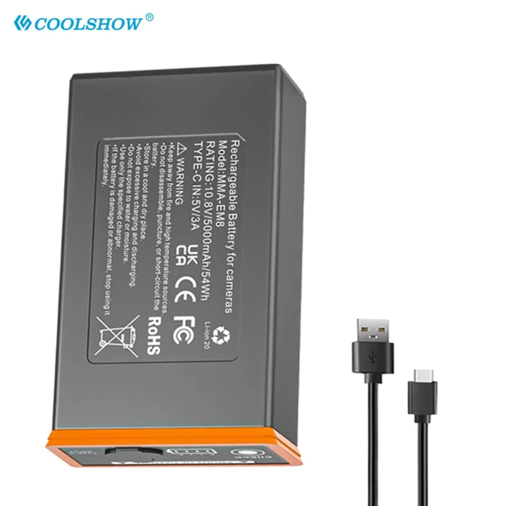 بطاريات 5000 مللي أمبير في الساعة EM8 لكاميرا EDGE PRO، EDGE 2 / 2PRO Moultrie Trail EM8 بطارية قابلة للشحن