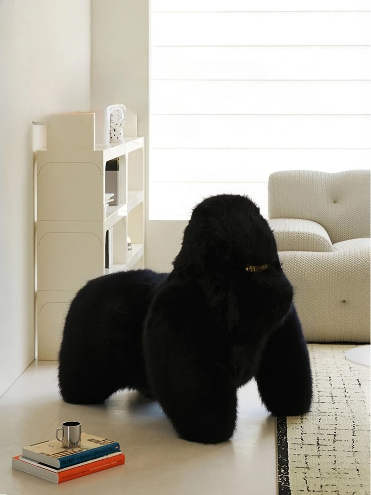 Home Decor Plush Gorilla Sitting Stool Home Furniture Living Room Balcony Leisure Chairs Creative Animal Statue Lazy Sofa Chairs