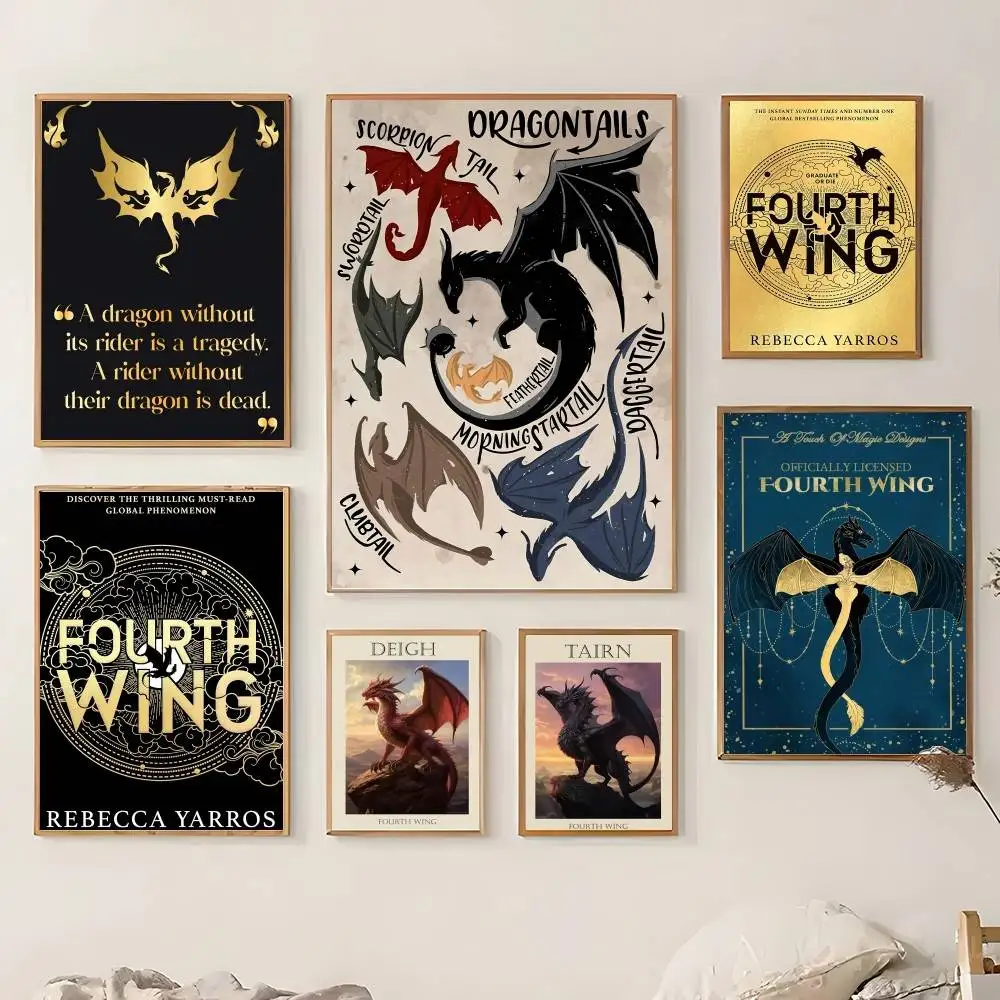 Fourth W-Wing Dragon Poster Sticky Wall Art Printing Waterproof Home Living Bed Room Bar Aesthetic Decor