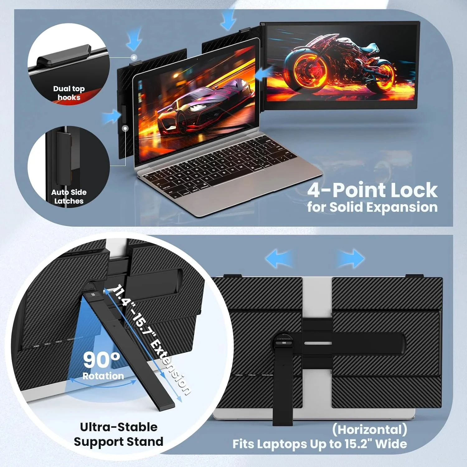 موسع شاشة الكمبيوتر المحمول المباشر OEM ODM رفيع للغاية 14 بوصة FHD 1080P شاشة محمولة مزدوجة لتوصيل وتشغيل الكمبيوتر المحمول