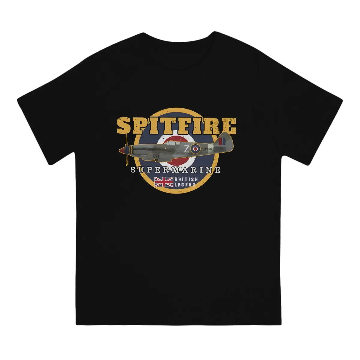 Supermarine Spitfire Creative TShirt For Men BRITISH Round Neck Pure Cotton T Shirt Hip Hop Gift Clothes Tops