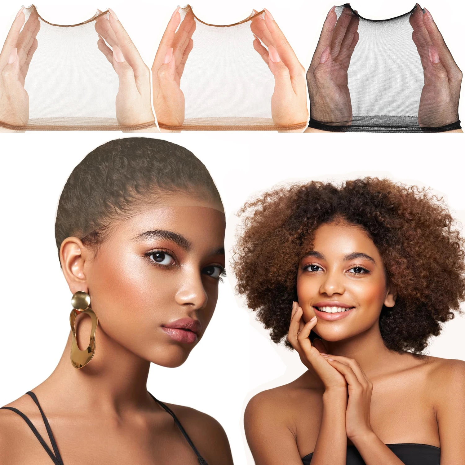 

Шапочки для париков, сетки для плетения волос, 2 шт./упак., шапочки для париков, эластичные сетчатые шапочки, шапочки для изготовления париков, свободный размер