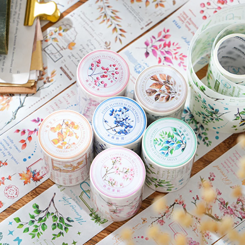 Mr. Paper, 200cm/roll, Vintage Branch and Leaf Themed Washi Tape, Scrapbook Album, Phone Case,diary Decoration, Literary Sticker