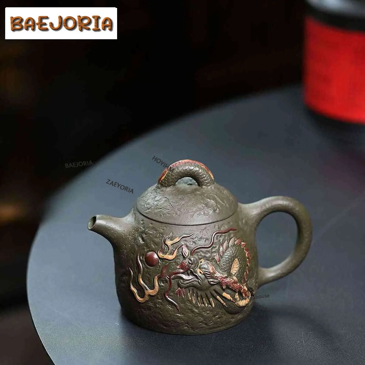 BAEJORIA 310ml High-end Yixing Purple Clay Teapots Handmade Qin Quan Dragon Pot Raw Ore Dark Green Mud Kettle Zisha Tea Set Tea