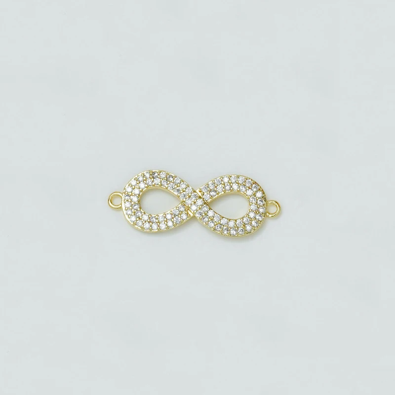 3 Pcs Zigzag Copper Plated Jewelry Accessories Diy Bracelet Necklace Making Connectors Micro Inlay Zircon Curved Hollow Parts