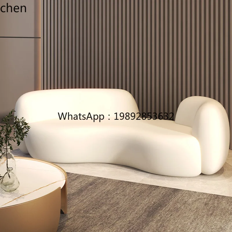 light luxury simple small apartment living room beauty salon lamb wool curved fabric sofa