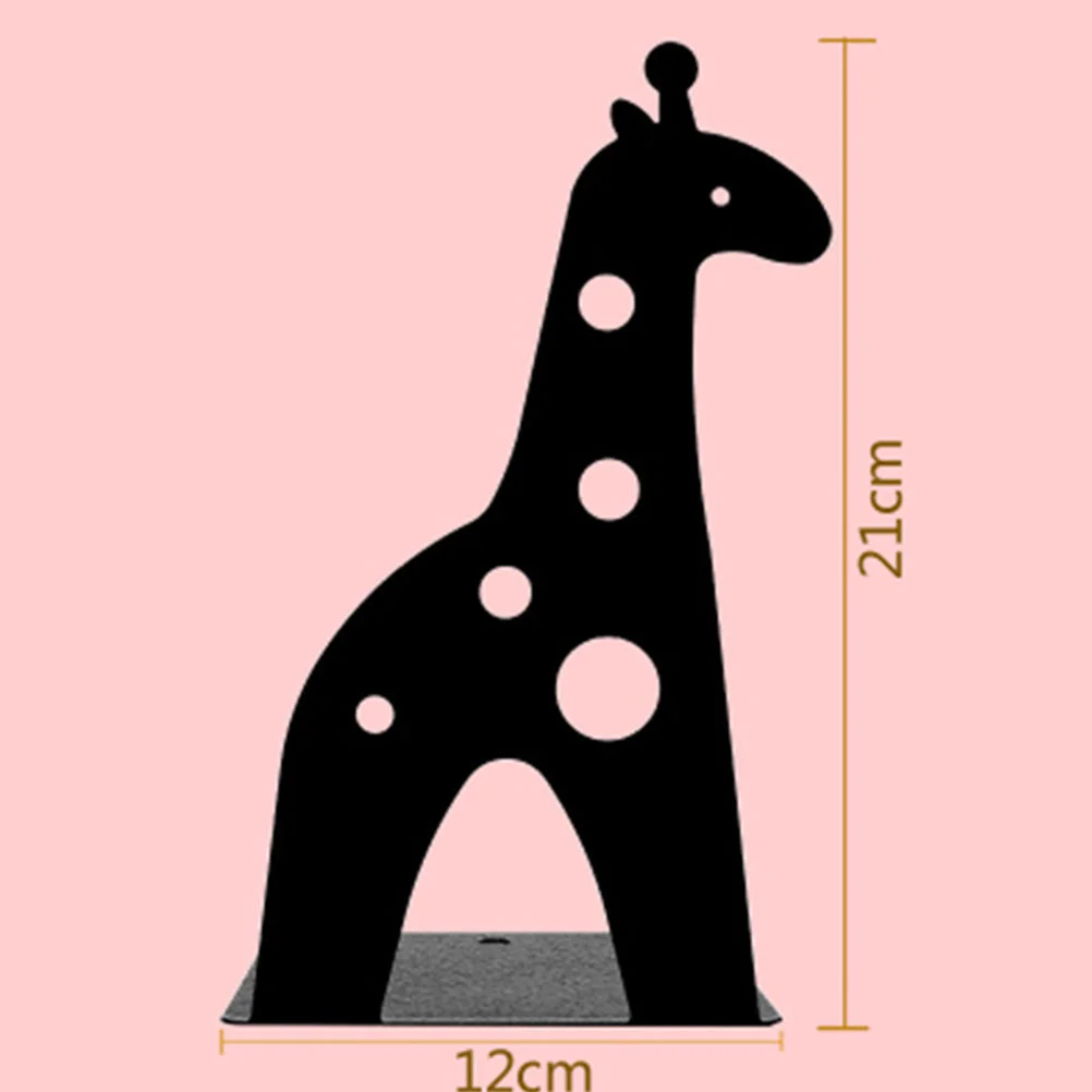 2 Stuks Giraffe Boekensteun Cartoon Dier Antislip Metalen Ganizer Stoppers Materiaal Antislip Beschermt Desktop Boeken