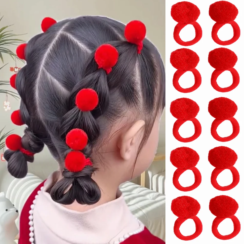 10 Uds. De diademas de colores rojos para niñas, corona de mariposa, sin daños, toalla de dibujos animados, cuerda, soporte para cola de caballo, banda de goma para niños