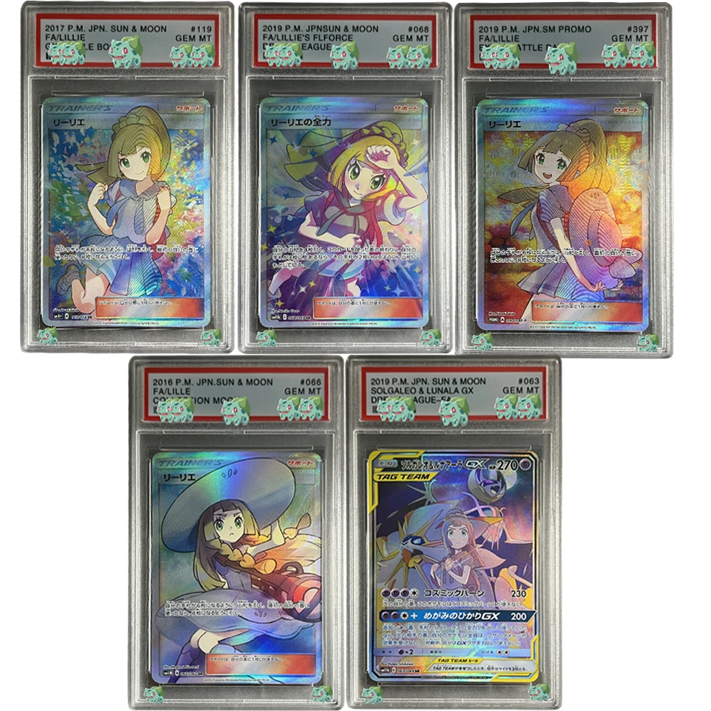 

DIY Graded Card PTCG Lillie Series 2017 JPN Sun Moon GEM MT 10 Battle Boost Collection Trading Card Holographic Label Gifts