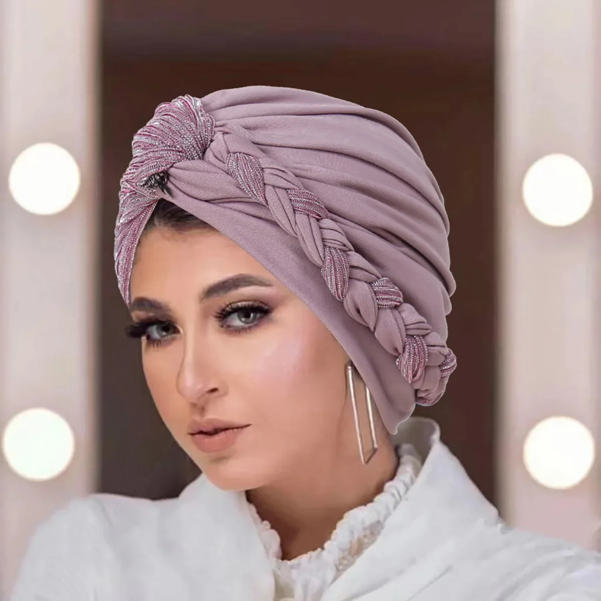الضفائر عمامة باندانا قبعة للنساء مسلم الحجاب الإسلامي رئيس التفاف فقدان الشعر الكيماوي غطاء الحجاب بونيه بيني Turbante Mujer