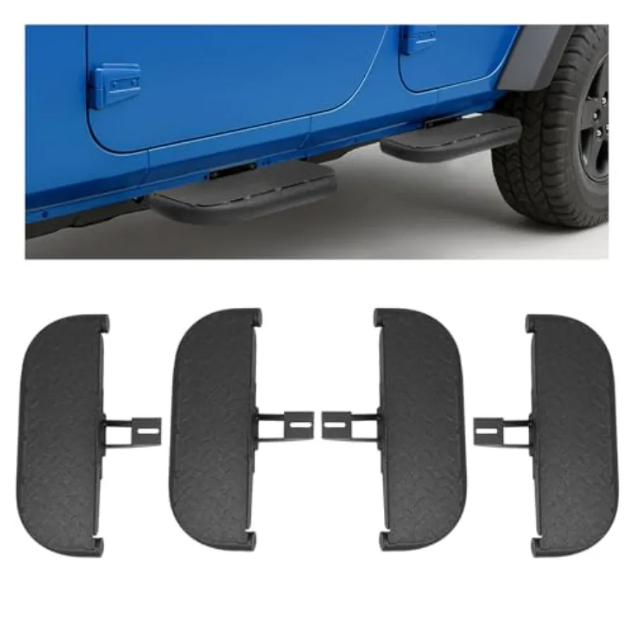 

Усиленные боковые подножки для Jeep Wrangler JK Unlimited 4-дверный (2007-2018), высокопрочные стальные пороги с порошковым покрытием, текстурированные, 4 шт.